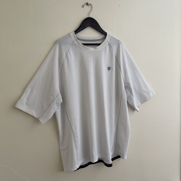 COOLIBAR Coolibar Men's Hightide Short Sleeve Swim Shirt UPF 50+, White- XL - Picture 3 of 10